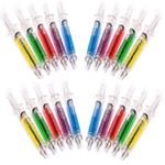 20 NOVELTY 'MIXED COLOUR' SYRINGE PENS & Black refills - value halloween pack