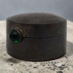 925 Silver Vintage 1996 Sheffield Import Mark Pill Trinket Box Green Stone 18.9g