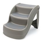 FOLDING PORTABLE PET STAIRS GREY 3 STEPS LIGHTWEIGHT PUPPY DOG BED SOFA STRONG