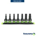 GripEdge 7pc 3/8Dr Metric Impact RPT Hex Driver Set Short GEIHBM7S