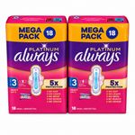 Always Platinum Long 5X Protection & Comfort Size 3 18pc Pack × 2 Multi Pack