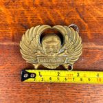 Vintage Harley-Davidson Solid Brass Winged Skull Belt Buckle 1980