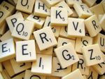 100 IVORY PLASTIC LETTERS COMPATIBLE WITH SCRABBLE TILES  BLACK LETTERS NUMBERS