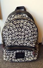Coach Academy 29479 Dot Diamond Backpack Black Cream CORDURA Leather