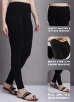 Ladies Pack of 2 Cotton Elastane Plain Stretchy Soft Ankle Length High Rise