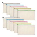 Durable Plain Canvas Pencil Case with Zipper Closure for Writing Tools or Makeup