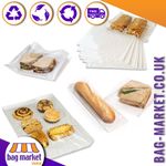Film Fronted White Paper Bags, Clear Front Window, Sandwich, Food, Card, Sweets