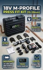 BRAND NEW 18v M Profile Press tool kit 15-28mm + Angled Press Jaws 2x Batteries