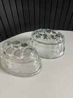 2x Vintage Pressed Glass Jelly Moulds 13.5 Cm,oval