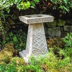 Solid Stone Cast Bird Bath Celtic Ancient Design UK Handmade DGS Statues 60kgs