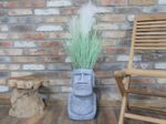Large 41cm Easter Island Head Planter Stone Moai Face Bust Plant Pot Ornament