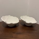 Set of 2 White Starter Plate Fine Dining Ceramic Texture Stoneware Salad Dessert