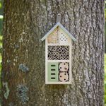Small Wooden Insect Hotel Home Hanging Bug House with Metal Roof