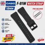 Replacement Strap For Casio 18mm Watch Fits F91 F94 F105 Black FREE P&P