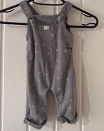 John Lewis Grey Cotton Knit Dungaree One-Piece Playsuit 0-3 Months