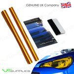 2 Lot 30 x 75cm Amber Headlight Tint Film Tail light Car + FREE SQUEEGEE