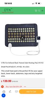 UTK Far Infrared Heat Pad Electric Heating Mat for Back Pain