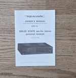 Realistic STA-12 Personal Receiver Manual & Schematic Diagram