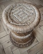 Bamboo Cane, Woven Jute Seat Stool, Canal Narrow Boat, Hand Made UK