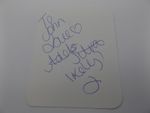 4.5" x 3.5" WHITE CARD SIGNED BY ADELE SILVA - KELLY IN EMMERDALE