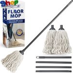 Cotton Floor Mop 150CM | Mop with 2 Ultra Absorbent Heads & Metal Pole Handle |