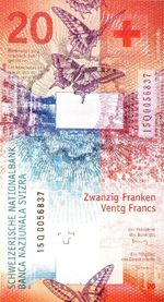 SWITZERLAND 20 FRANCS 2017 P-76 UNC