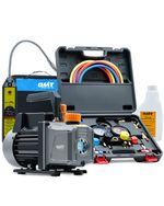 OMT 4cfm 1/3 hp Vacuum Pump and Manifold Gauge Set for Auto HVAC w Leak Detector