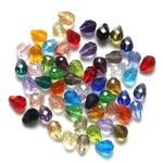 Round Tear Drops Square Czech Crystal Glass Faceted Beads Mixed Colour Jewellery