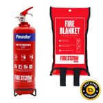 1kg Dry Powder Fire Extinguisher & Fire Blanket Set ABC, Car, Home, Taxi Kitchen
