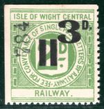 GB IOW CENTRAL RAILWAY Letter Stamp *3d*/2d Surcharge ISLE OF WIGHT GR2WHITE58