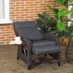 Outsunny Garden Recliner w/ Cushion, Reclining Rattan Chair, Refurbished