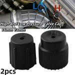 2x Car AC Valve Caps 16mm High / 13mm Low Refrigerant Port Dust Covers -UK Stock