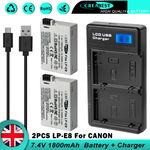 2× LP-E8 Battery & Dual Charger For Canon EOS 700D 600D 550D 650D Rebel T2i T3i