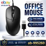 Wired Mouse For PC Laptop Computer Wheel-Black USB Optical Wired Mouse