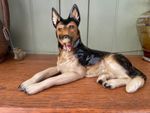 Vintage Porcelain German Shepherd Dog Figurine West Germany Cortendorf Decor