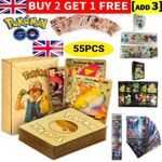 55PCS Pokemon Card Foil GOLD PACK 55 CARDS TCG GX Vmax GX Card Charizard Rare