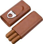 Portable Cigar Holder With Cedar Wood Lining Leather Case With