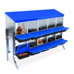 10 Compartment Chicken Nest Box Roll Away Laying Boxes Nesting Mental Boxes Blue