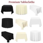 Polyester Tablecloth Table Cover Cloth Banquet Wedding Party Ivory Black White