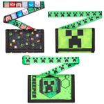 Minecraft Kids Wallet for Boys/Girls Zipped Pocket Money Wallet Lanyard Trifold