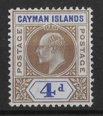Cayman Islands 1907 EDVII 4d 'Slotted Frame' Variety SG13/var Mint