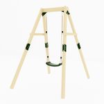 GALACTICA Outdoor Wooden Frame Single Plastic Swing, Garden Swing for Kids Play