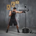 Adjustable Speed Bag with Stand, Reflex Bar and Punching Pad, Black