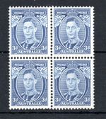 Australia 1937 3d blue Die I SG 168 MNH/MH block of 4