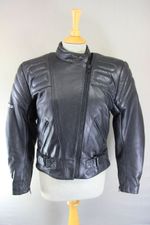 ASHMAN BLACK COWHIDE LEATHER BIKER JACKET + PROTECTORS & THERMAL LINING: SIZE 14