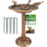 Bird Bath Freestanding Bronze Effect Decorative Bird Figurine With Ground Pegs