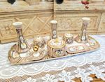 Antique Noritake Porcelain Dressing Table Set, Hand painted Pink and Yellow Rose
