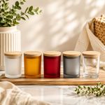 12 Pack Premium Frosted Glass Candle Jars with Bamboo Lids –Perfect for Homemade