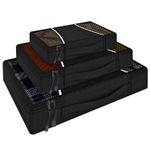 Vinsani 3 Piece Packing Cubes Set Suitcase Travel Organiser Essentials - Black