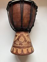 Djembe Bongo Hand Drum Handmade Decorated Wood Instrument Vintage from Senegal 